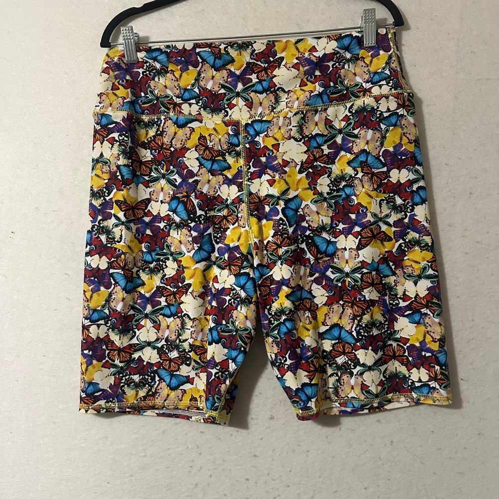 Brittany Allen Athleisure Butterfly Print Biker Shorts Multi Color Womens 3X